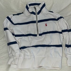 navy white polo stripe three quarter shirt